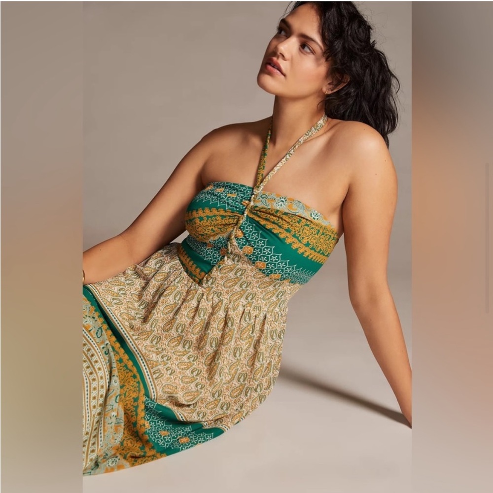 Anthropologie Tiny twist halter maxi dress